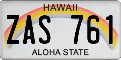 HI license plate ZAS761
