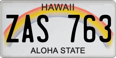 HI license plate ZAS763