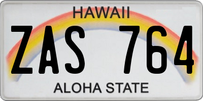 HI license plate ZAS764