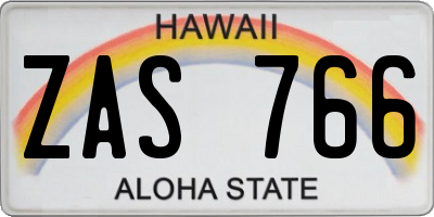 HI license plate ZAS766