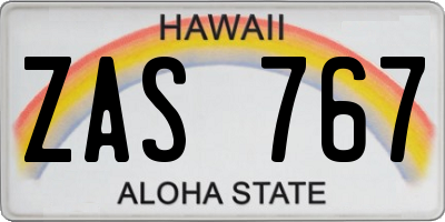 HI license plate ZAS767