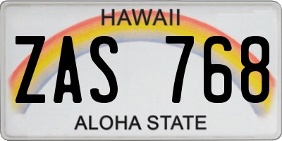 HI license plate ZAS768