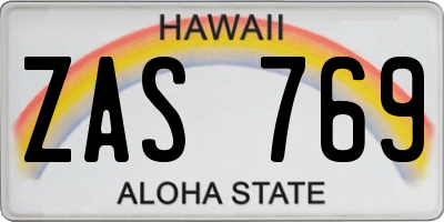 HI license plate ZAS769