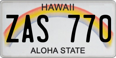 HI license plate ZAS770
