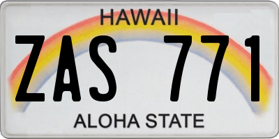 HI license plate ZAS771