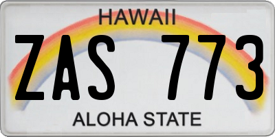 HI license plate ZAS773