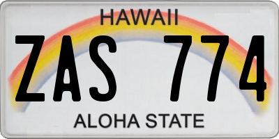 HI license plate ZAS774