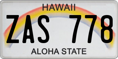 HI license plate ZAS778