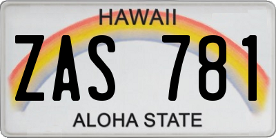 HI license plate ZAS781