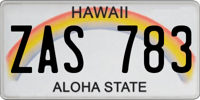 HI license plate ZAS783