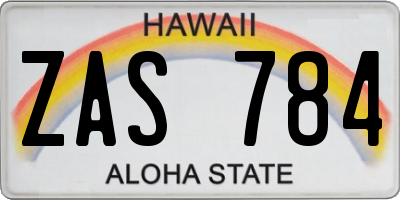 HI license plate ZAS784