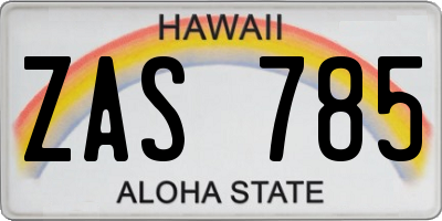 HI license plate ZAS785