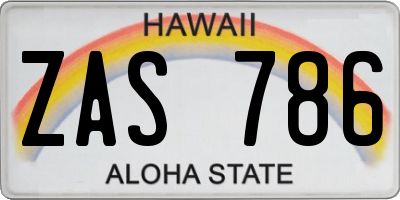 HI license plate ZAS786