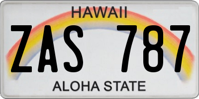 HI license plate ZAS787