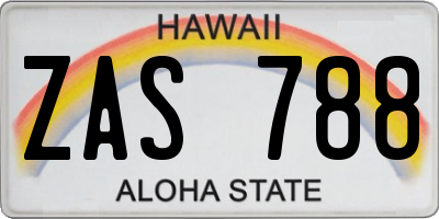 HI license plate ZAS788