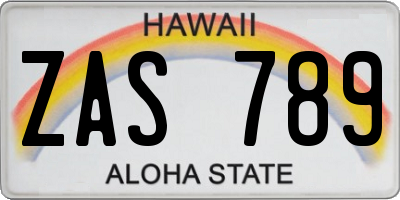 HI license plate ZAS789