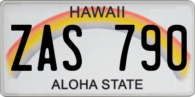 HI license plate ZAS790