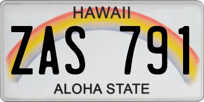 HI license plate ZAS791