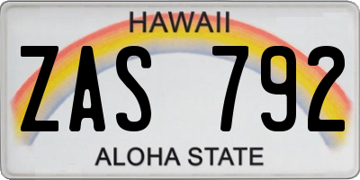 HI license plate ZAS792