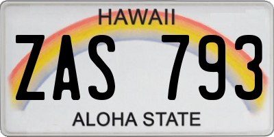 HI license plate ZAS793