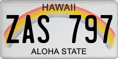 HI license plate ZAS797