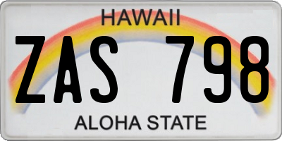 HI license plate ZAS798