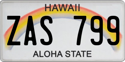 HI license plate ZAS799