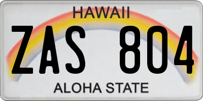 HI license plate ZAS804