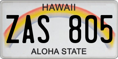 HI license plate ZAS805