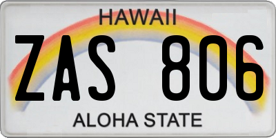 HI license plate ZAS806