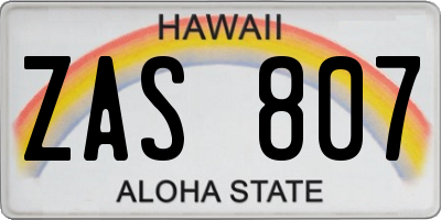 HI license plate ZAS807