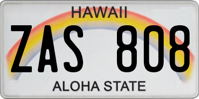 HI license plate ZAS808
