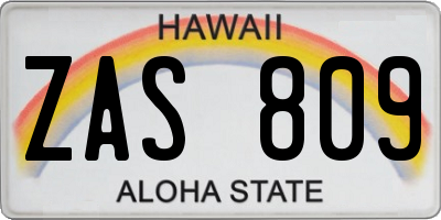 HI license plate ZAS809