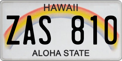 HI license plate ZAS810