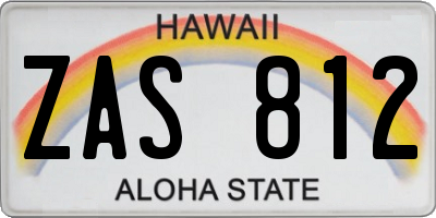 HI license plate ZAS812