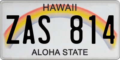 HI license plate ZAS814