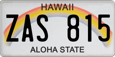 HI license plate ZAS815