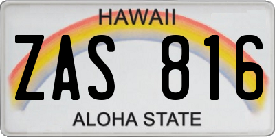HI license plate ZAS816