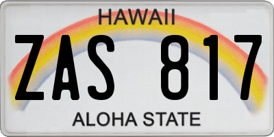 HI license plate ZAS817
