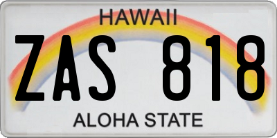 HI license plate ZAS818