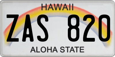 HI license plate ZAS820