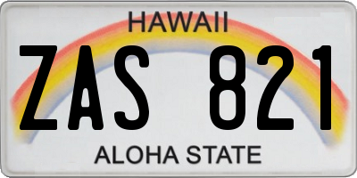 HI license plate ZAS821
