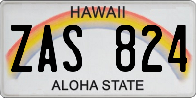 HI license plate ZAS824