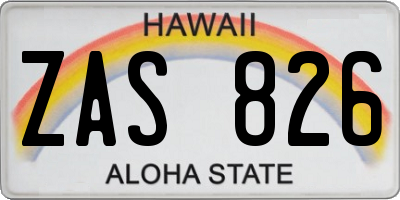 HI license plate ZAS826
