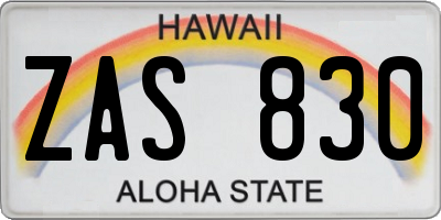 HI license plate ZAS830