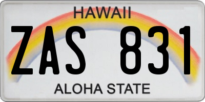 HI license plate ZAS831