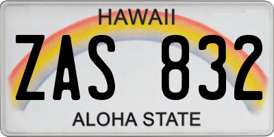 HI license plate ZAS832