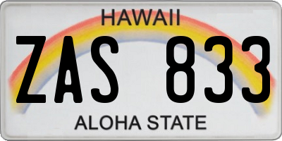HI license plate ZAS833
