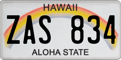HI license plate ZAS834