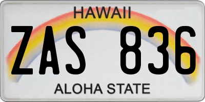 HI license plate ZAS836